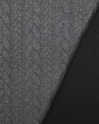 Tissu Sweat Effet Tricot gris - Mercerine