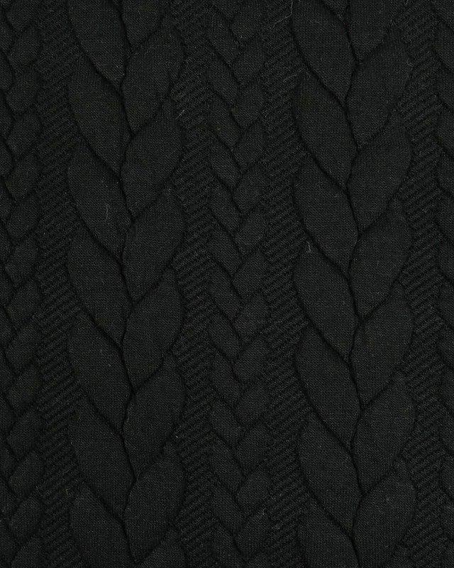 Tissu Sweat Effet Tricot Noir- Mercerine