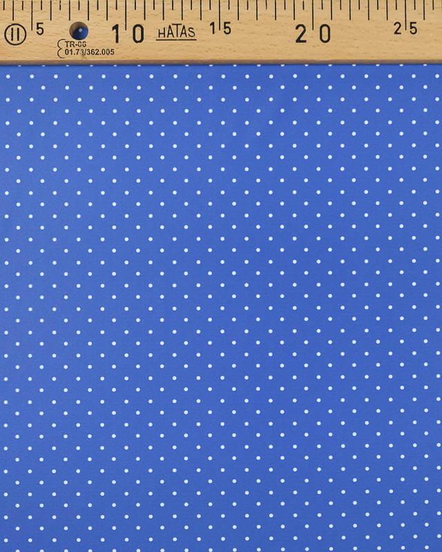 Tissu lycra maillot  bleu pois blanc - Mercerine