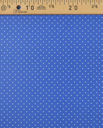 Tissu lycra maillot  bleu pois blanc - Mercerine