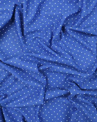 Tissu lycra maillot  bleu pois blanc