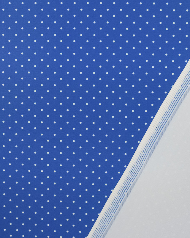 Tissu lycra maillot  bleu pois blanc - Mercerine