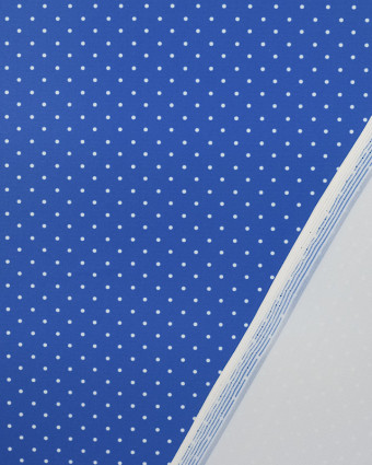 Tissu lycra maillot  bleu pois blanc - Mercerine