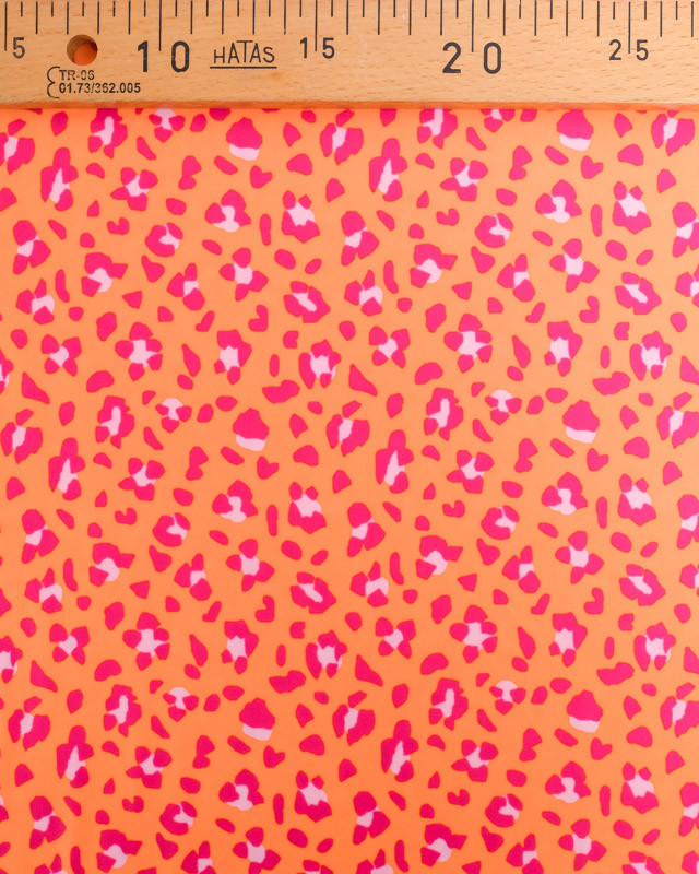 Tissu lycra Garou Rose sur Fond Orange  - Mercerine