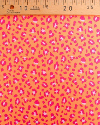 Tissu lycra Garou Rose sur Fond Orange  - Mercerine