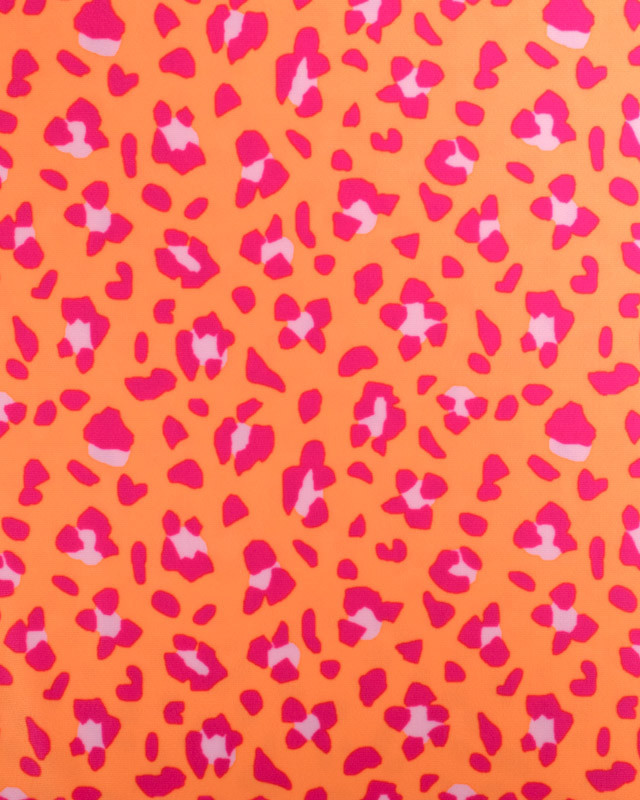 Tissu lycra Garou Rose sur Fond Orange  - Mercerine