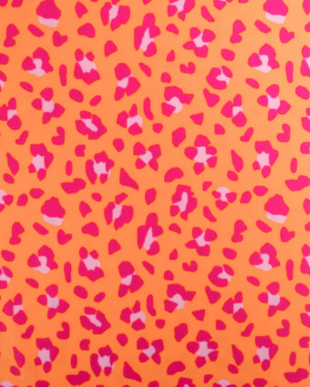 Tissu lycra Garou Rose sur Fond Orange  - Mercerine