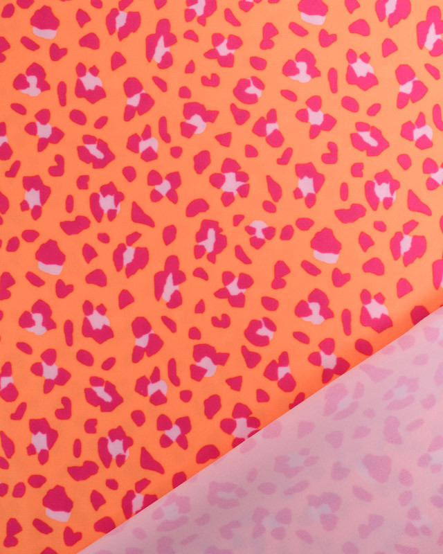 Tissu lycra Garou Rose sur Fond Orange  - Mercerine