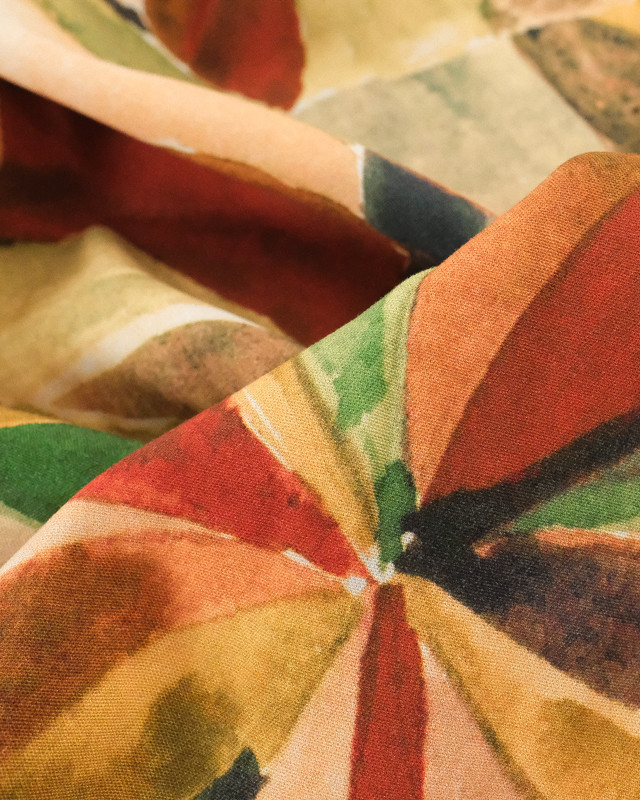 Popeline De Viscose Fleur Aquarelle Beige - Oeko-Tex - Mercerine