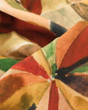 Popeline De Viscose Fleur Aquarelle Beige - Oeko-Tex - Mercerine