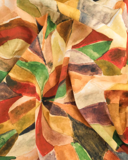 Popeline De Viscose Fleur Aquarelle Beige - Oeko-Tex