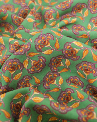 Viscose Indienne Vert Anglais et Ocre - Mercerine