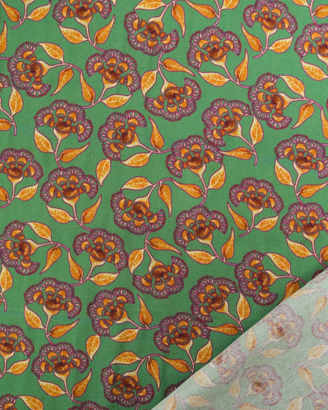 Viscose Indienne Vert Anglais et Ocre - Mercerine