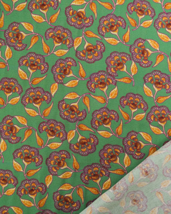 Viscose Indienne Vert Anglais et Ocre - Mercerine