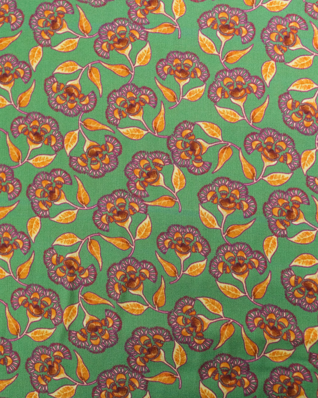 Viscose Indienne Vert Anglais et Ocre - Mercerine
