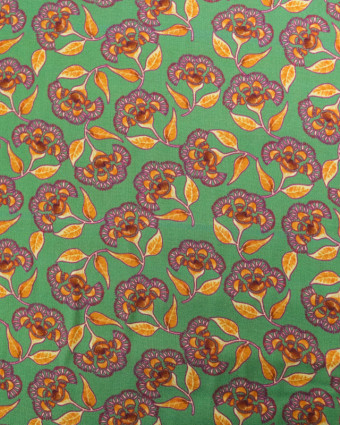 Viscose Indienne Vert Anglais et Ocre - Mercerine
