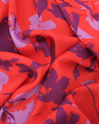 Tissu Viscose Twill Luna Cerise et Violet - Mercerine