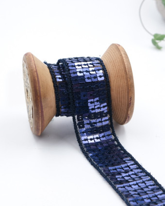 Ruban paillettes sequins violet bleu