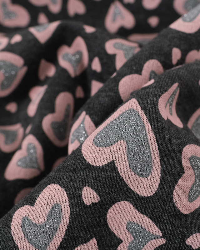 Sweat Coeur Gliter Gris Anthracite - Oeko-Tex  - Mercerine