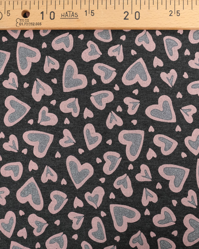 Sweat Coeur Gliter Gris Anthracite - Oeko-Tex  - Mercerine