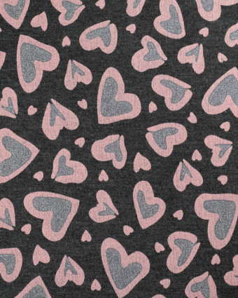 Sweat Coeur Gliter Gris Anthracite - Oeko-Tex  - Mercerine