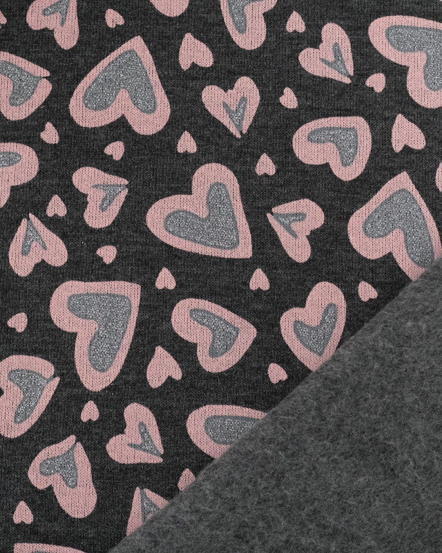 Sweat Coeur Gliter Gris Anthracite - Oeko-Tex  - Mercerine