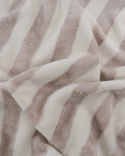 Tissu Eponge Bambou à Rayures Ecru et Galet - Mercerine