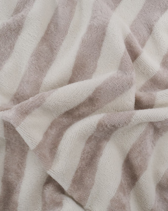 Tissu Eponge Bambou à Rayures Ecru et Galet - Mercerine