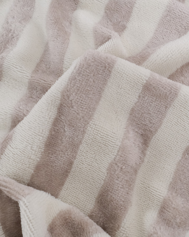 Tissu Eponge Bambou à Rayures Ecru et Galet - Mercerine