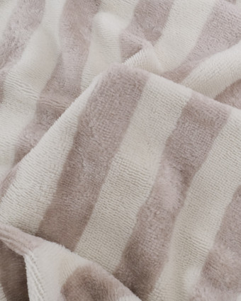 Tissu Eponge Bambou à Rayures Ecru et Galet - Mercerine