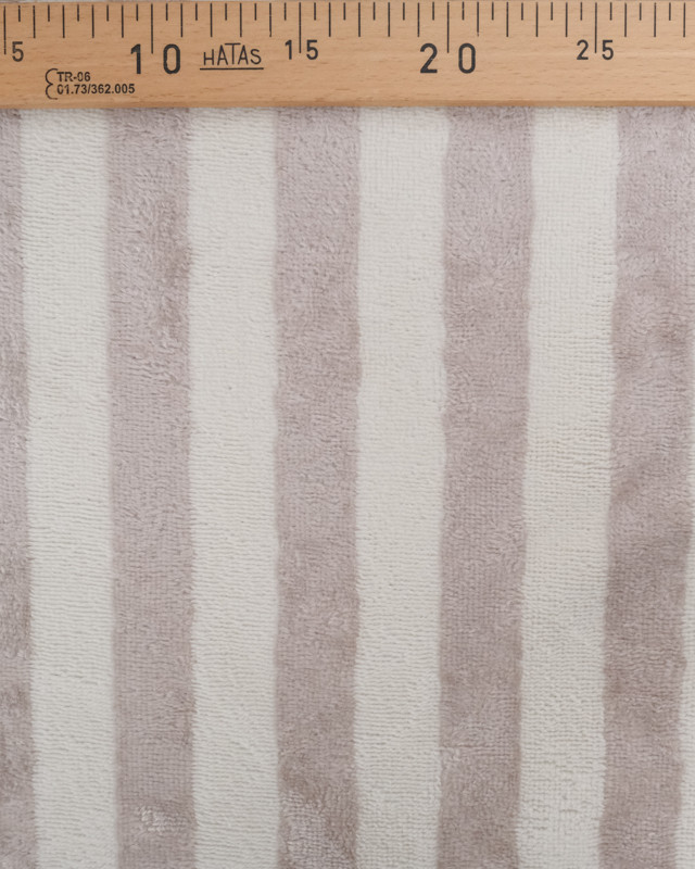 Tissu Eponge Bambou à Rayures Ecru et Galet - Mercerine