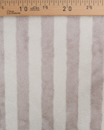 Tissu Eponge Bambou à Rayures Ecru et Galet - Mercerine