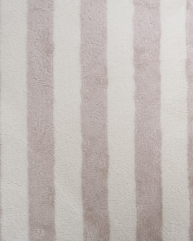 Tissu Eponge Bambou à Rayures Ecru et Galet - Mercerine
