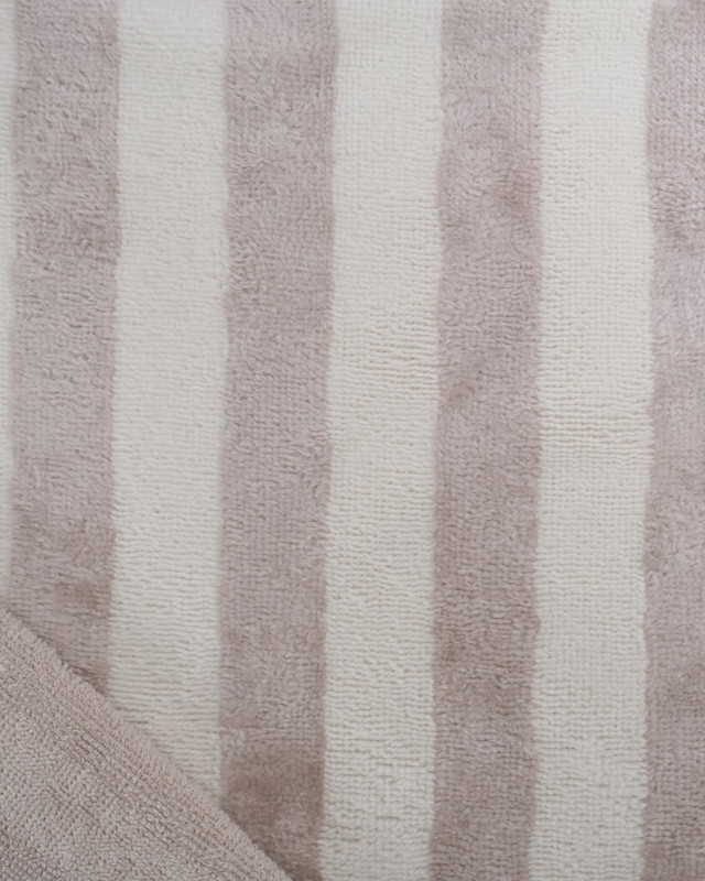 Tissu Eponge Bambou à Rayures Ecru et Galet - Mercerine