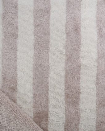 Tissu Eponge Bambou à Rayures Ecru et Galet - Mercerine