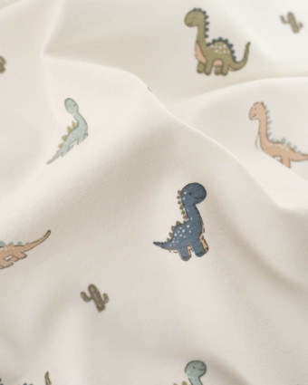 Tissu Jersey de Coton Petits Dinosaures - Mercerine