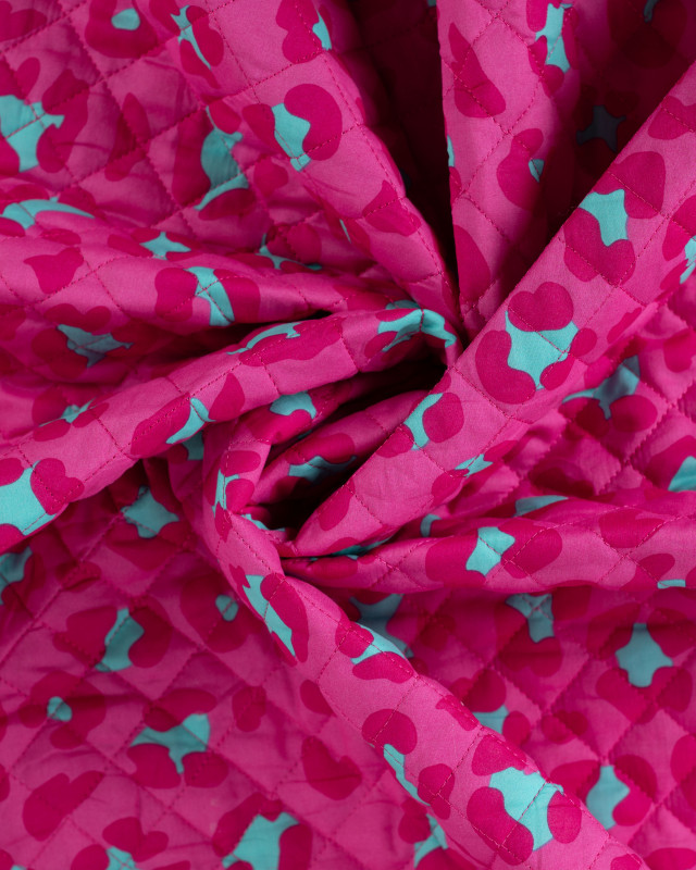 Tissu Matelassé Coton Indien Rose Fuchsia Léopard - Mercerine