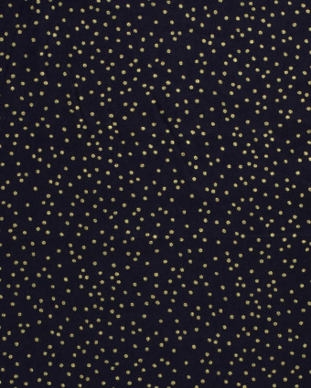 Popeline de Coton Bleu Marine à Petits Pois Dorés - Mercerine