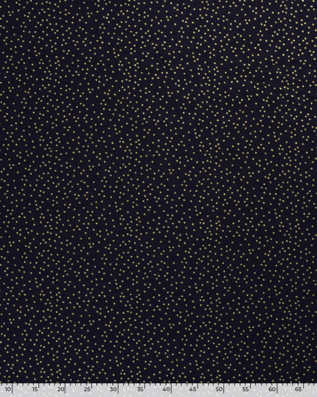 Popeline de Coton Bleu Marine à Petits Pois Dorés - Mercerine