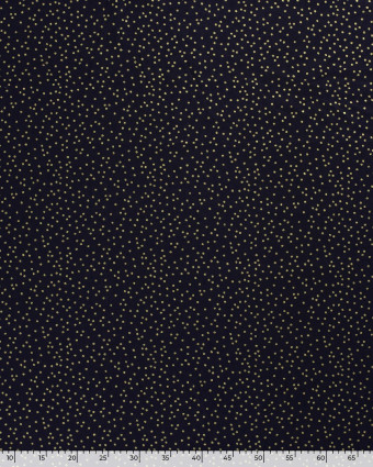 Popeline de Coton Bleu Marine à Petits Pois Dorés - Mercerine