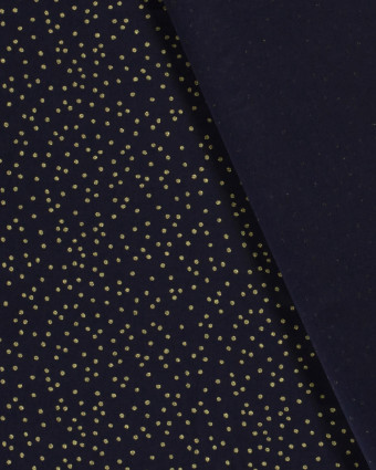 Popeline de Coton Bleu Marine à Petits Pois Dorés - Mercerine