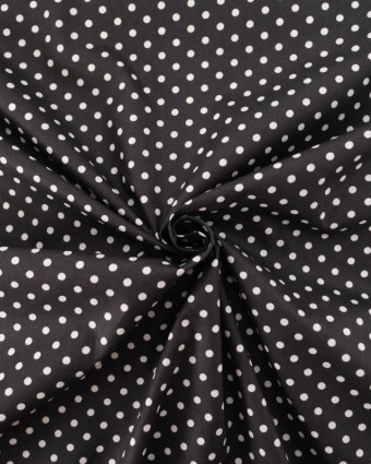 Popeline de Coton à Pois Moyens sur Fond Noir - Mercerine