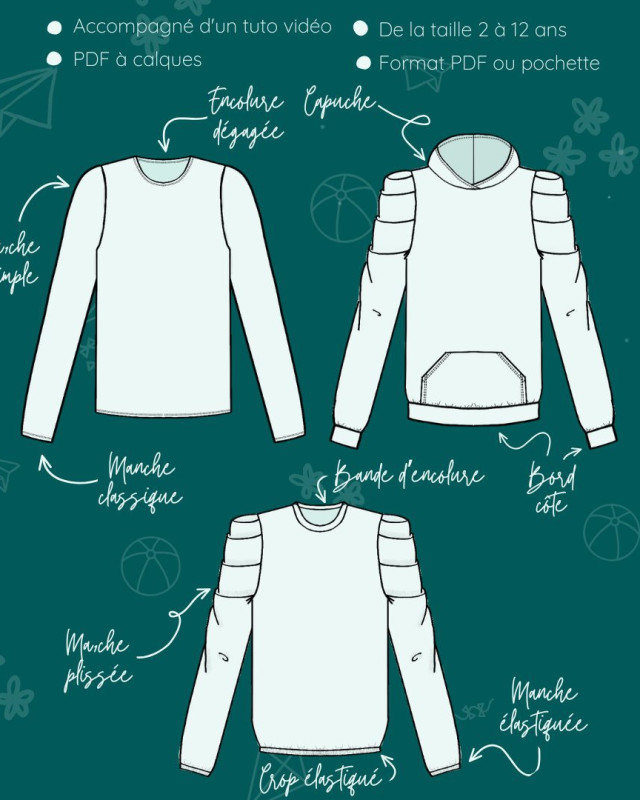 Patron Sweat Calao Kids - Instinct Couture - Mercerine