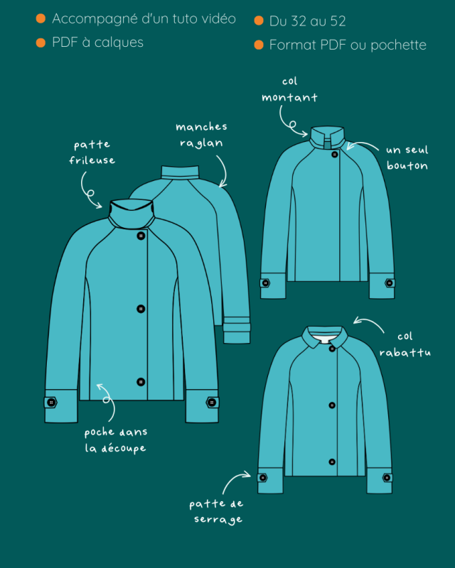 Patron Manteau Ocelot - Instinct Couture - Mercerine