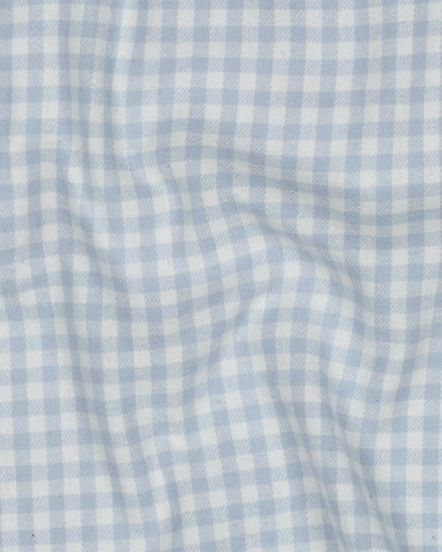 Tissu Flanelle Douce Petits Carreaux Bleu Bébé - Mercerine