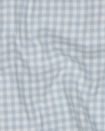 Tissu Flanelle Douce Petits Carreaux Bleu Bébé - Mercerine