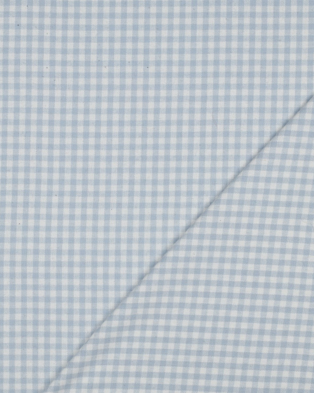 Tissu Flanelle Douce Petits Carreaux Bleu Bébé - Mercerine
