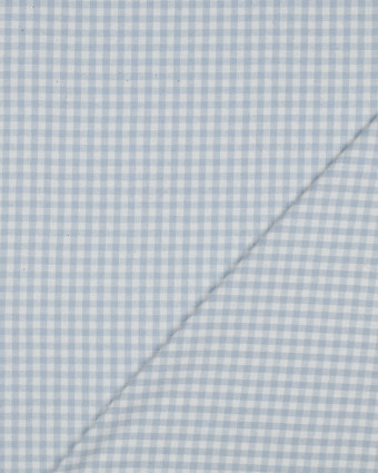 Tissu Flanelle Douce Petits Carreaux Bleu Bébé - Mercerine
