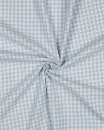 Tissu Flanelle Douce Petits Carreaux Bleu Bébé - Mercerine