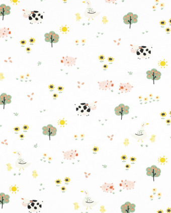 Jersey Coton Bio Motif Animaux de la Ferme - Mercerine